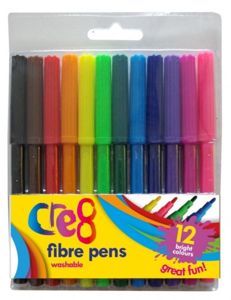 12 Coloured Fibre Pens
