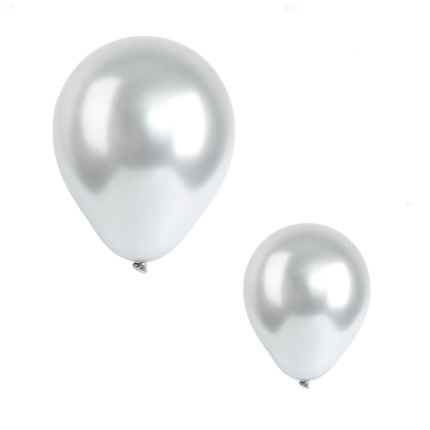 Metallic Silver 7" Latex Balloons – 100 Pack