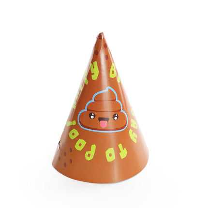 Emoji Poo Paper Party Hats - 12 Pack