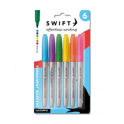 6 Coloured Permanent Marker Pens