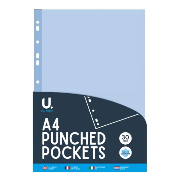 A4 Punched Pockets - 30 Pack