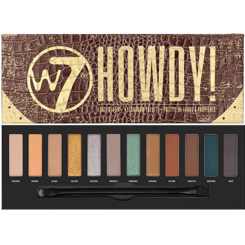 W7 Cosmetics Howdy Eyeshadow Palette - 12 Colour Matte Shimmer With Applicator Colours Eyes