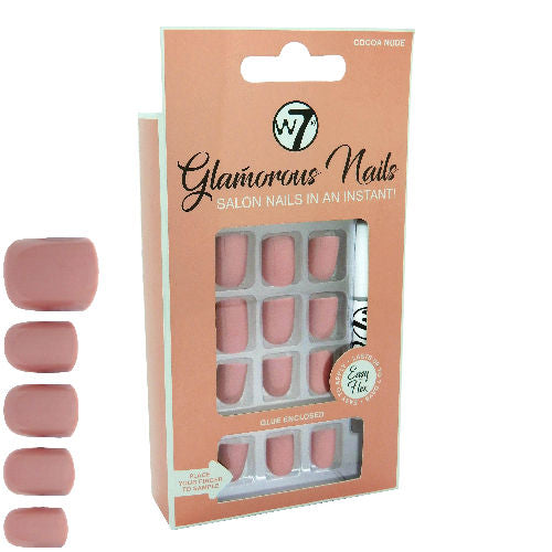 W7 Cosmetics Glamorous False Long Fake Nails - Cocoa Nude