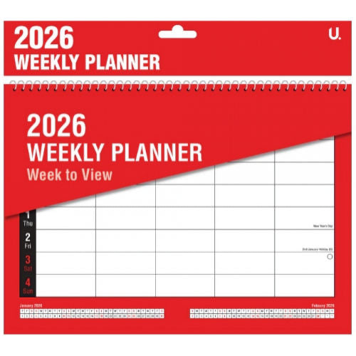 Red & Black A4 2026 Weekly Planner