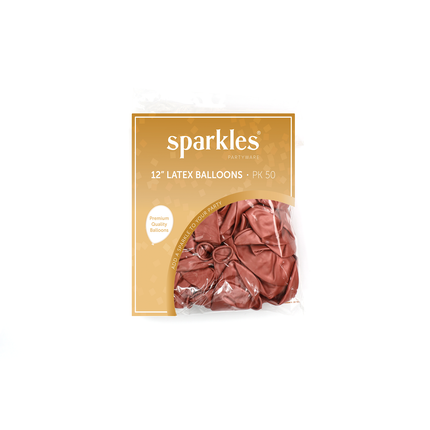 Pearlised Rose Gold 12" Latex Balloons – 50 Pack