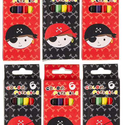 Pirate Halfsize Colouring Pencils - 6 Pack