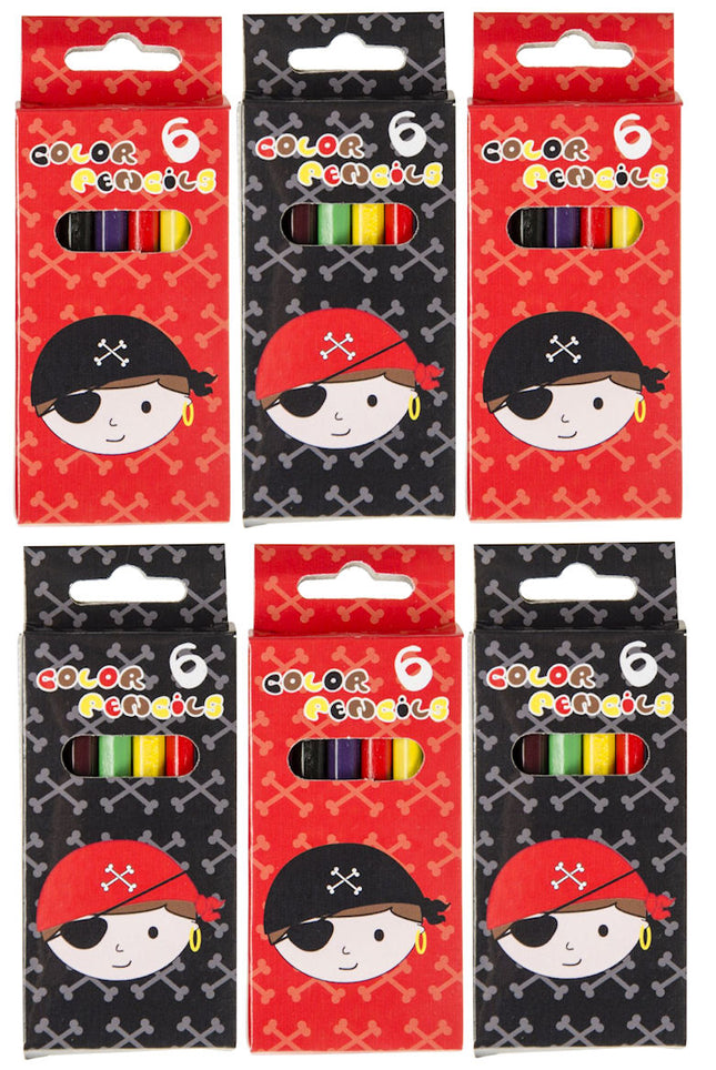 Pirate Halfsize Colouring Pencils - 6 Pack