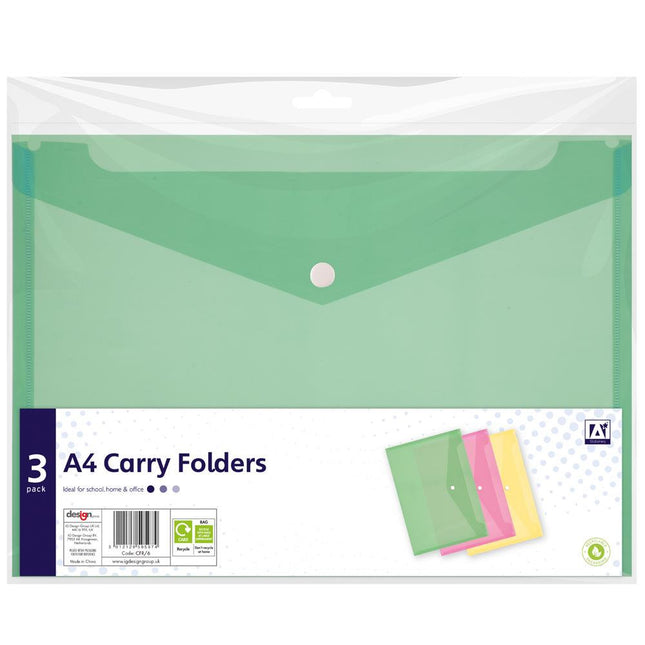 A4 Carry Folders - 3 Pack