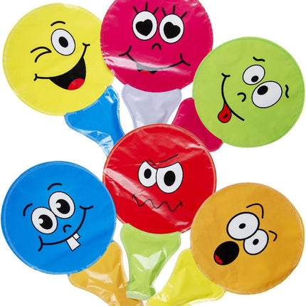 Emoji Face Self-Inflating Handheld Balloons - 6 Pack