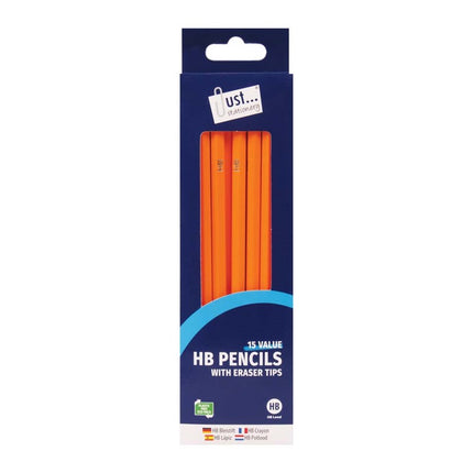 HB Pencils with Eraser Tops - 15 Pack