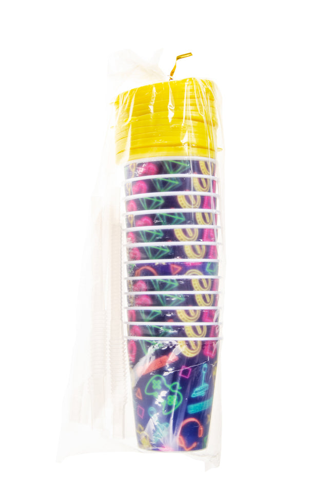 Gamer Reusable Plastic 3D Cup & Straw - Single