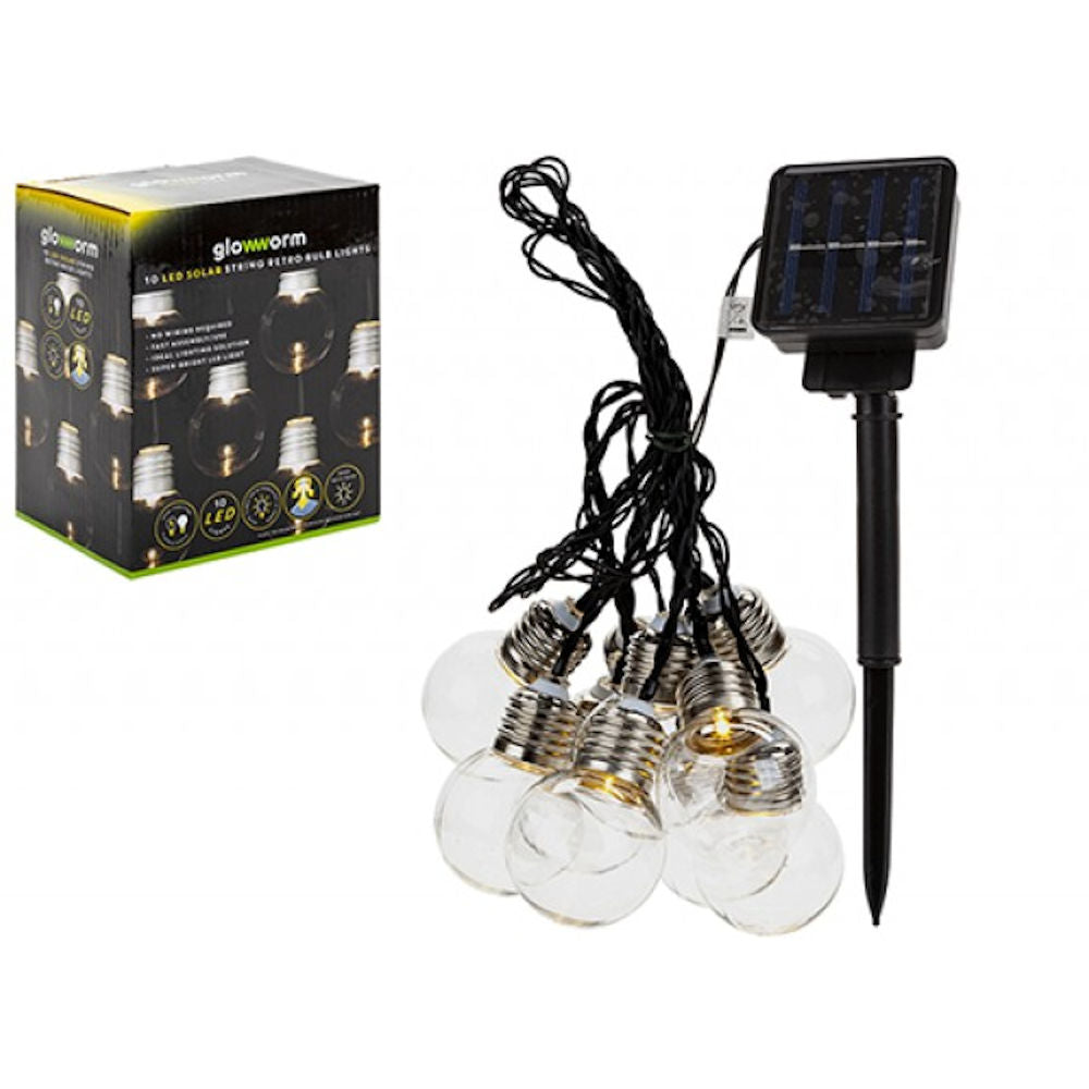 LED White Retro Bulb Solar String Lights - Fairy Lights Illuminate Outdoor Space Charming 10 Lights 8 Hours Illumination