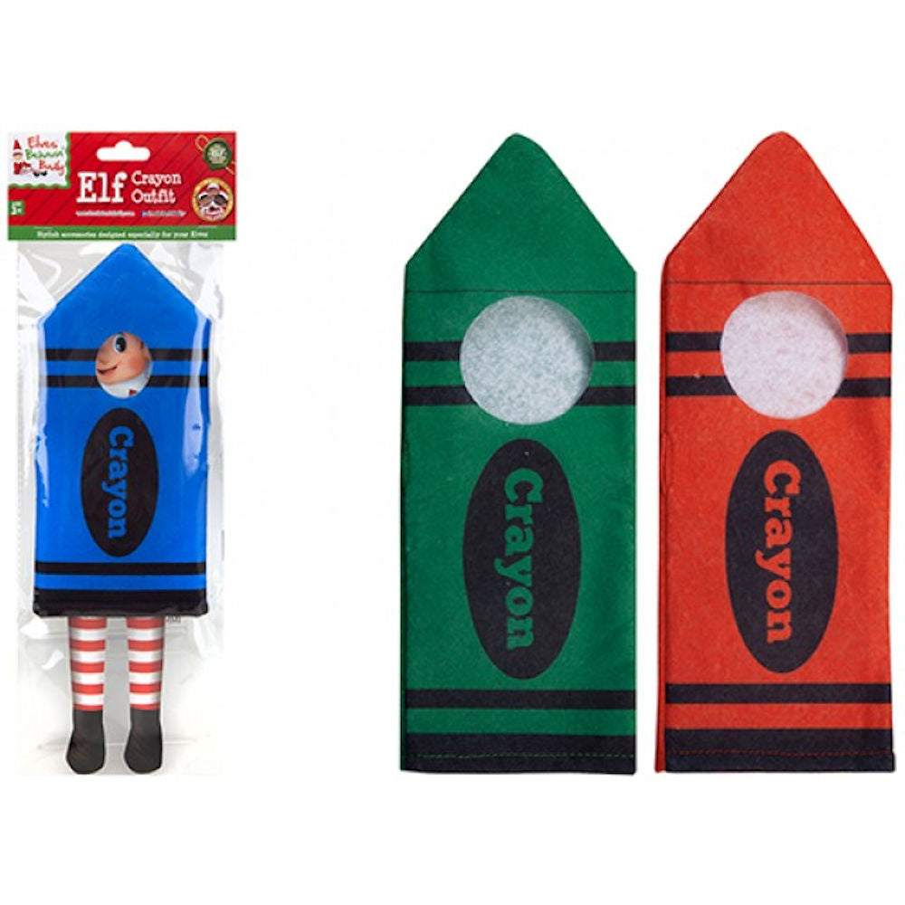 Crayon Outfit For Elf - Blue Red Green Assorted Bright Naughty Elves Christmas Pranks