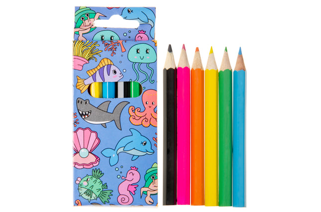Sea Animal Halfsize Colouring Pencils - 6 Pack