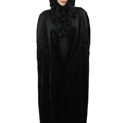 Halloween Adult Black Hooded Velour Cape
