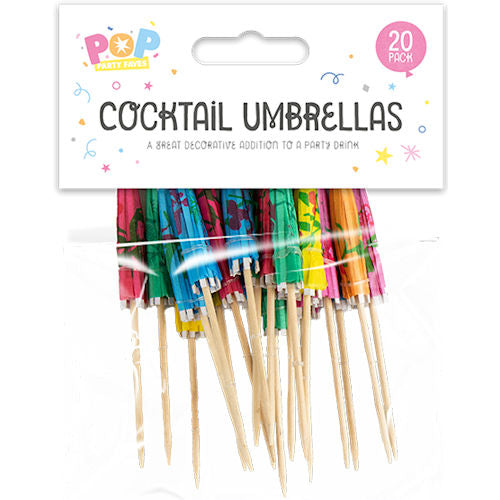 Cocktail Umbrellas - 20 Pack Colourful Fun Drink Decorations Parties Events