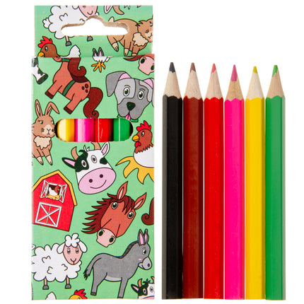Farm Animal Halfsize Colouring Pencils - 6 Pack