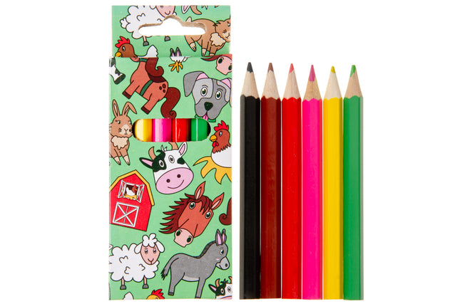 Farm Animal Halfsize Colouring Pencils - 6 Pack