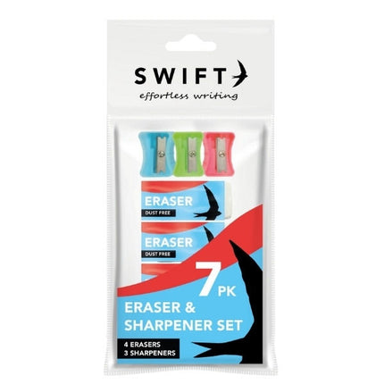 Eraser & Sharpener Set - 7 Piece