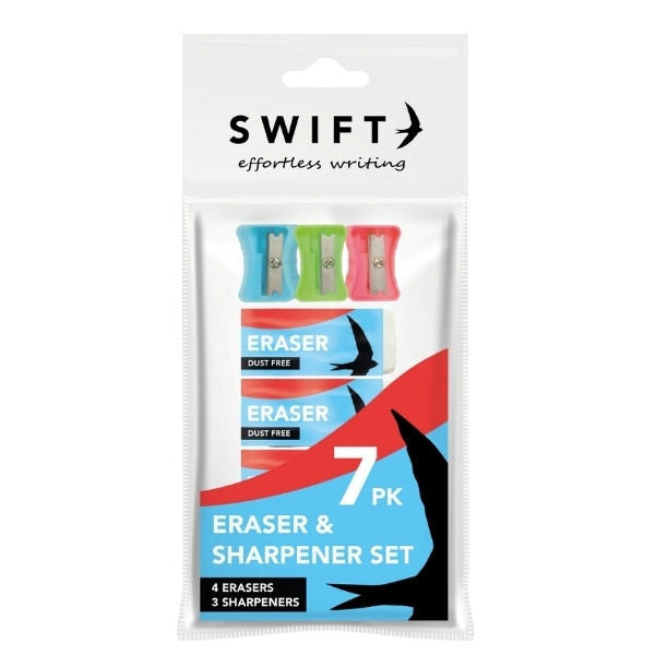 Eraser & Sharpener Set - 7 Piece