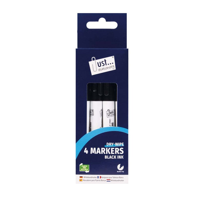 4 Black Dry-Wipe Board Markers