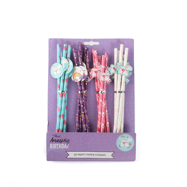 Unicorn Paper Straws - 20 Pack