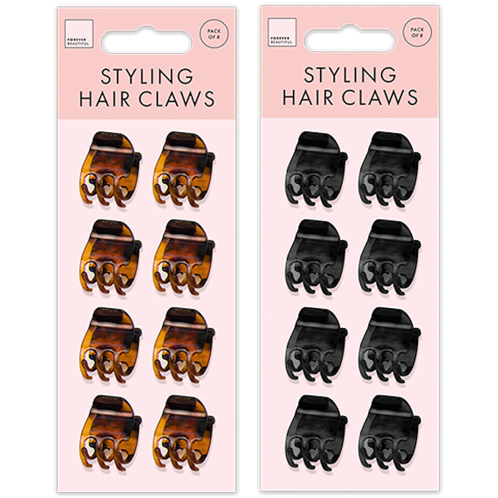 Small Hair Claws 8 Pack - Assorted