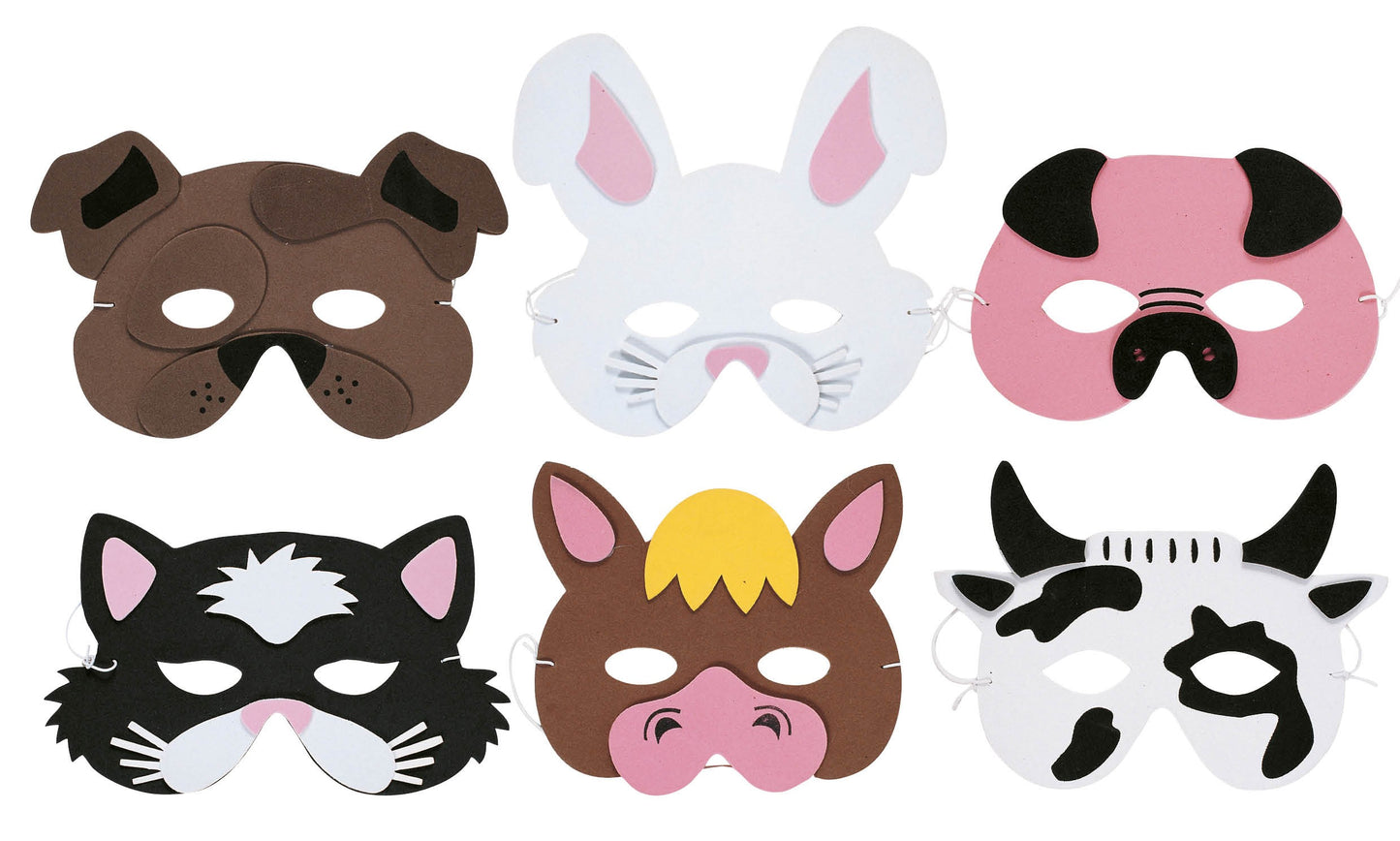 6 Foam Farm Animal Masks