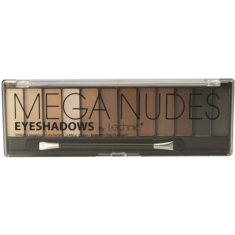 Technic Cosmetics 12 Colour Eyeshadow Palette Mega Nudes - Professional Makeup Long-Lasting Pigmented Blendable Shades