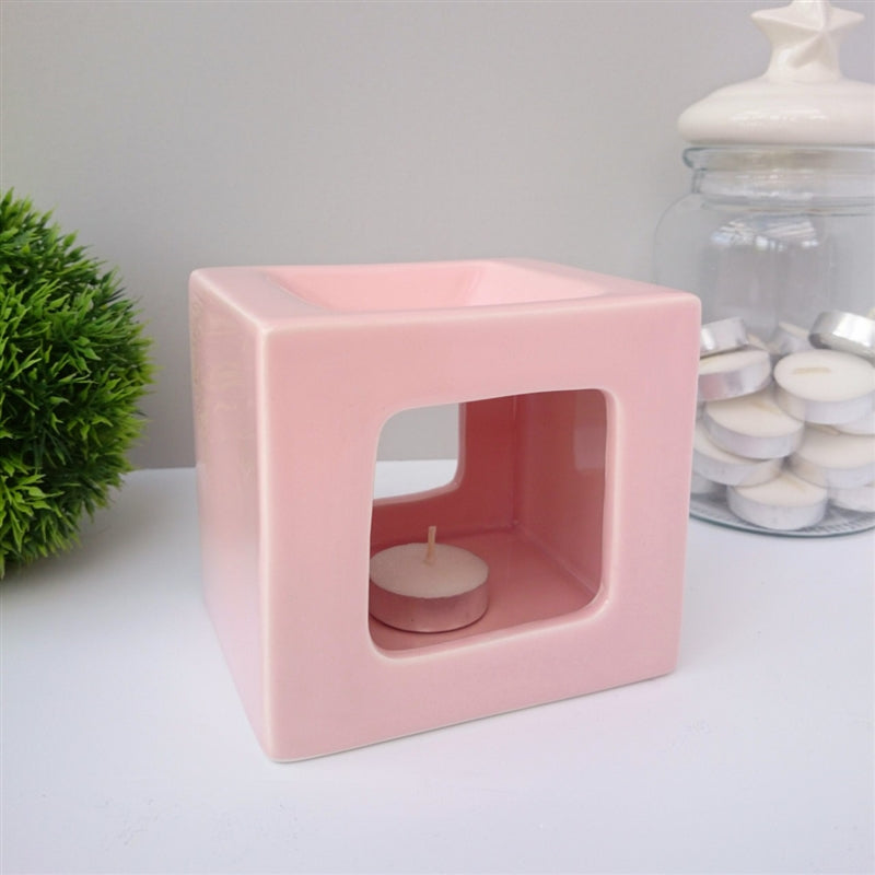 Cubic Ceramic Wax Burner Melter - Pink