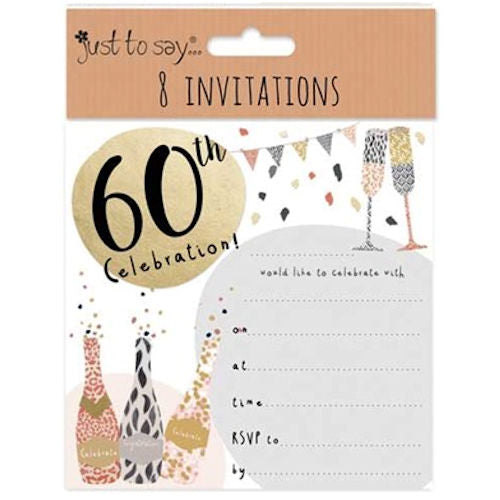 60th Invitation Cards  - 8 Pack