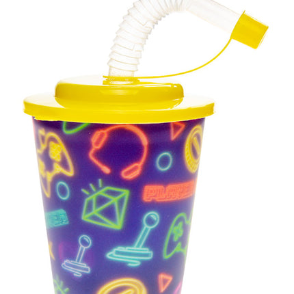 Gamer Reusable Plastic 3D Cup & Straw - Single