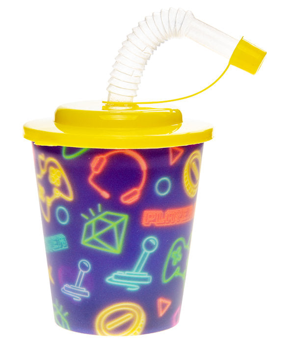 Gamer Reusable Plastic 3D Cup & Straw - Single