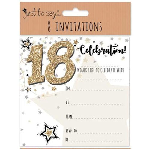 18th Invitation Cards - 8 Pack