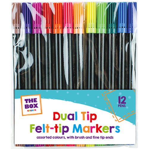 Dual Tip Felt Pens - 12 Pack