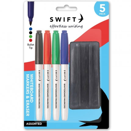 4 Whiteboard Markers & Eraser