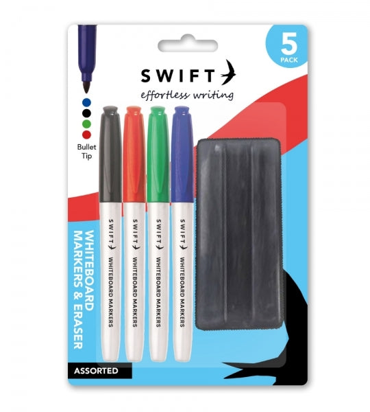 4 Whiteboard Markers & Eraser