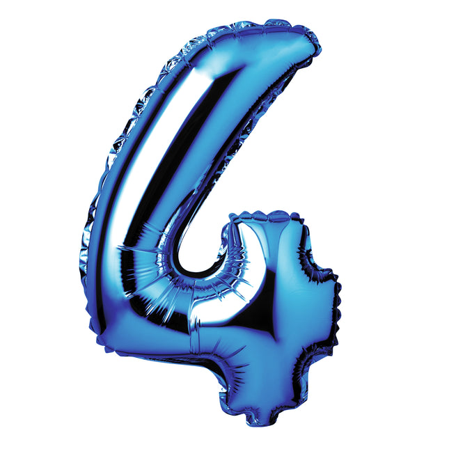 Large Blue Foil "Number 4" Balloon – 34 Inch