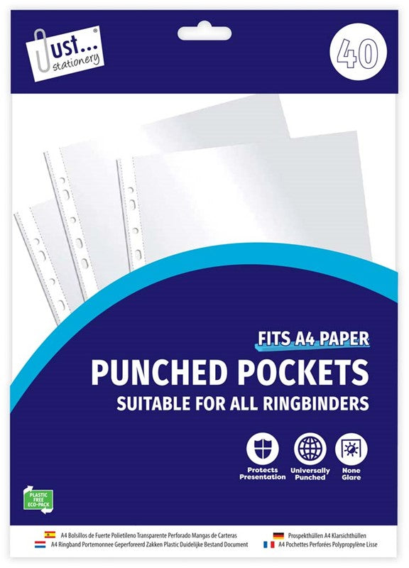 40 Clear Plastic Punched Pockets