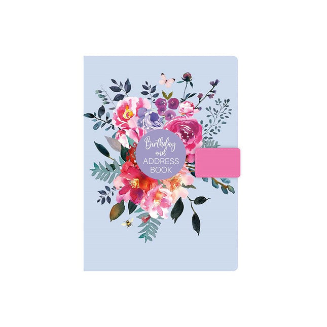 A5 Satin Flower Address & Birthday Book