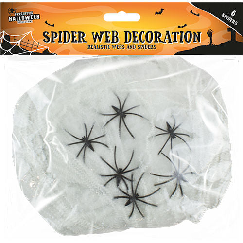 Halloween Spider Web Decoration - 6 Spiders