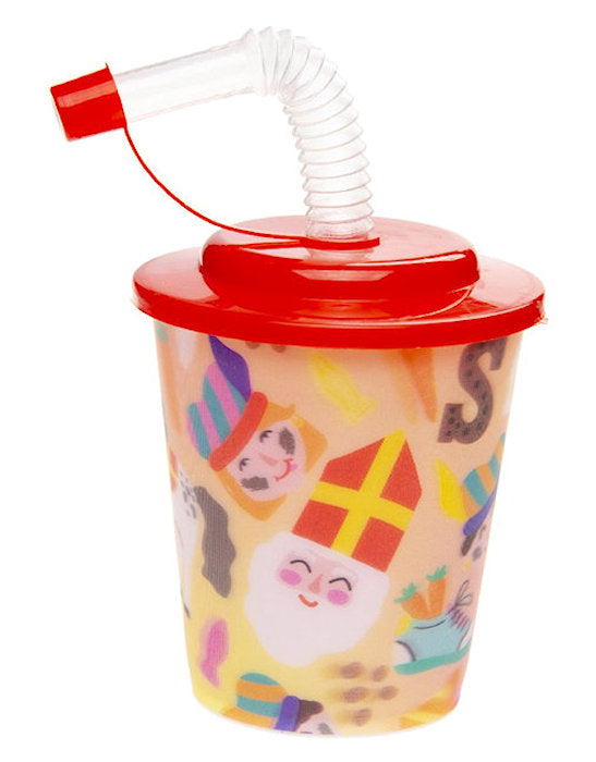 Sinterklass Reusable Plastic 3D Cup & Straw - Single