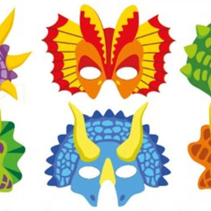 Cardboard Dinosaur Masks - 12 Pack