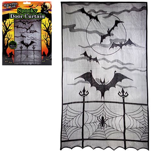 Halloween Bats Door Curtain - 102cm x 213cm Spooky Entryway Decor Creepy Bat Design Haunted House Accessory