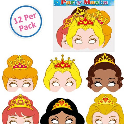 Cardboard Princess Masks - 12 Pack