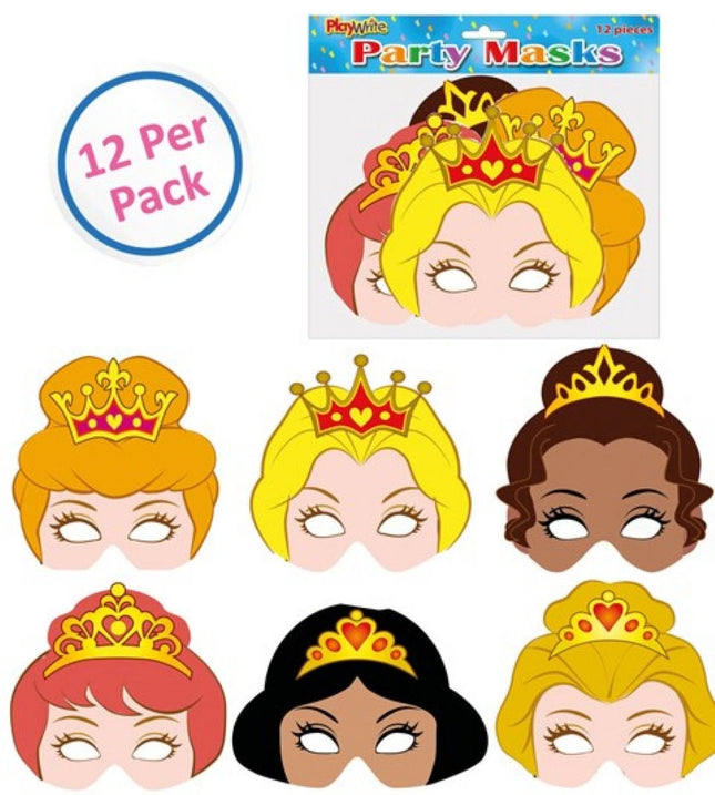 Cardboard Princess Masks - 12 Pack