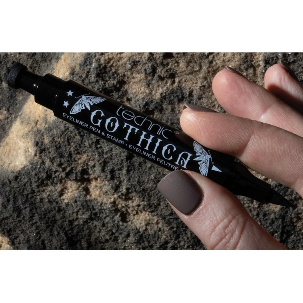 Technic Cosmetics Gothica Double Ended Eyeliner/Stamp - Precision Tip Long-Lasting Smudge-Proof Easy Application Decorative Stamp Design