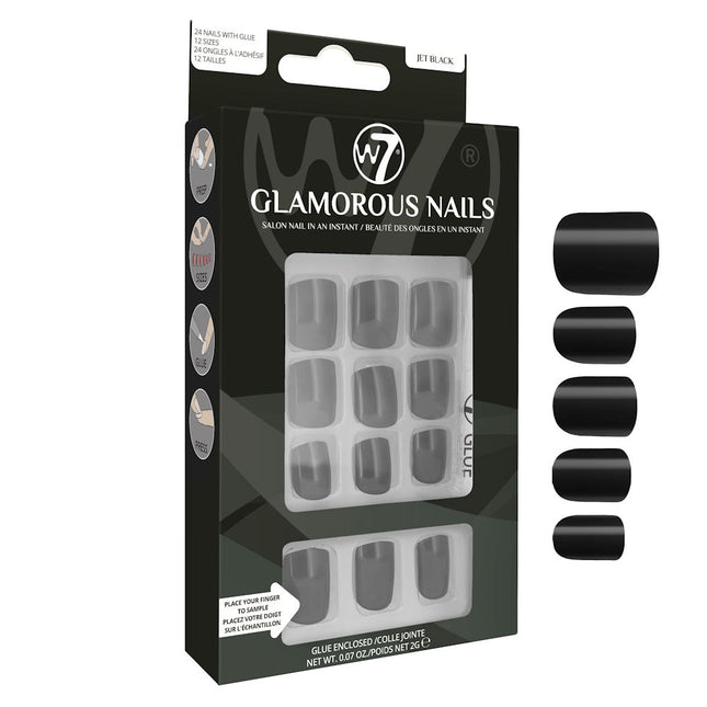 W7 Cosmetics Glamorous False Nails - Jet Black