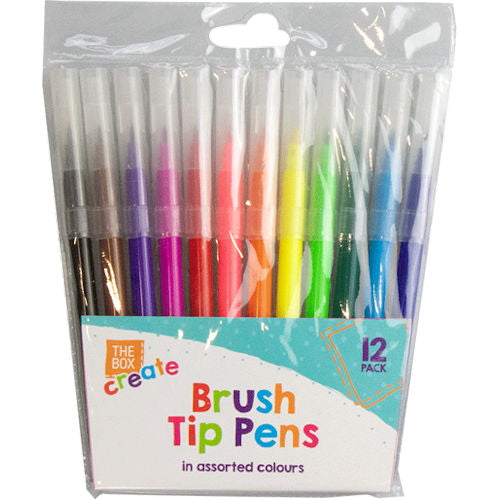 Fibre Tip Brush Pens - 12 Pack