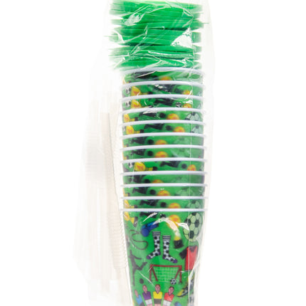Football Reusable Plastic 3D Cup & Straw - Single